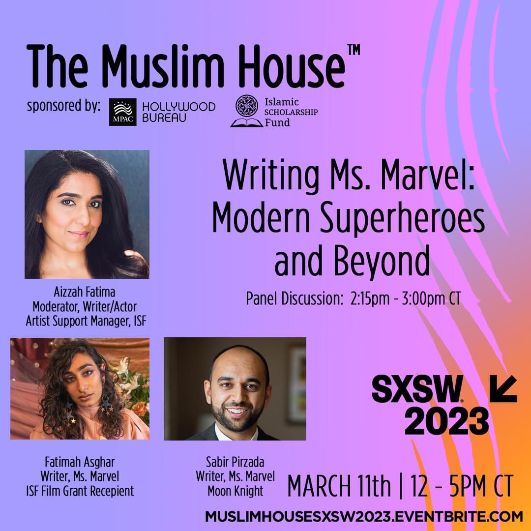 The 2nd panel for <a href="/mpac_national/">MPAC</a> Hollywood Bureau and <a href="/ISFScholarships/">Islamic Scholarship Fund</a>’s #MuslimHouse at <a href="/sxsw/">SXSW</a> has wrapped up! Thanks to our moderator <a href="/AizzahFatima/">Aizzah Fatima</a> and our panelist’s <a href="/asgharthegrouch/">fatimah asghar.</a> &amp; Sabir Pirzada.
