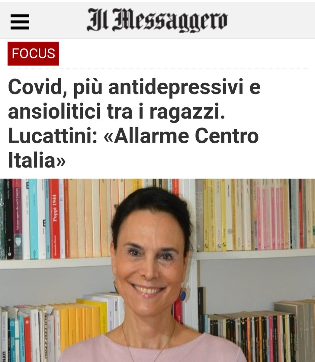 Biospyche's tweet photo. COVID, PIÙ ANTIDEPRESSIVI E ANSIOLITICI TRA I RAGAZZI. LUCATTINI:«ALLARME CENTRO ITALIA»

Due anni fa ADELIA LUCATTINI analista @spi1925 e @IPAonline

Su @ilmessaggeroit SALUTE
 https://t.co/G41krXeLeX

#VentagliDiParole
#antidepressivi
#psicofarmaci
#abuso
#adolescenti
#11marzo https://t.co/2cv9cS6eXj
