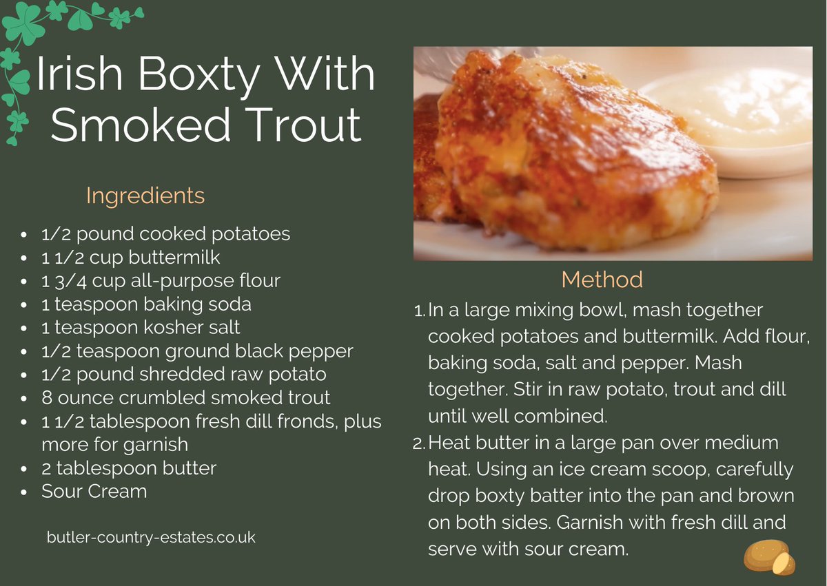Ahead of St. Patrick's Day tomorrow, we wanted to share a recipe with a twist! Boxty is a traditional Irish potato pancake and we came across a way to incorporate our delicious
award-winning trout into the mix. The recipe is from - relish.com
☘️🐟💚🎣🥔
#troutrecipe