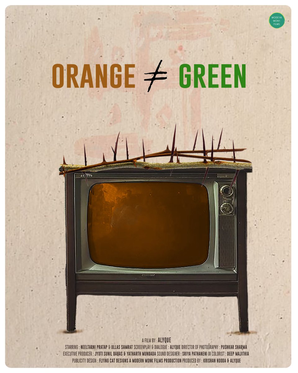 iamalyque's tweet photo. It gives me great pleasure to share the poster of my forthcoming film Orange ≠ Green.  A story that's very personal &amp;  close to my heart &amp; I cant wait to show the world the entire film but  for now poster se hi kaam chala lete hai😅. 
#HinduRashtra #GodiMedia #saveindia https://t.co/AXY1rb4nTZ