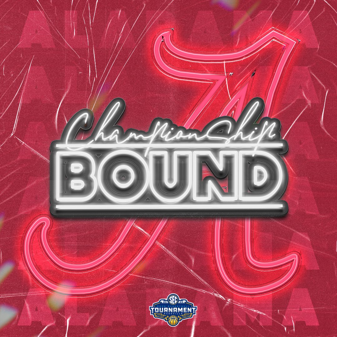 SEC's tweet photo. CHAMPIONSHIP BOUND ‼️

🐘 @AlabamaMBB 

#SECWBB x #SECTourney https://t.co/qUlrYTYODZ