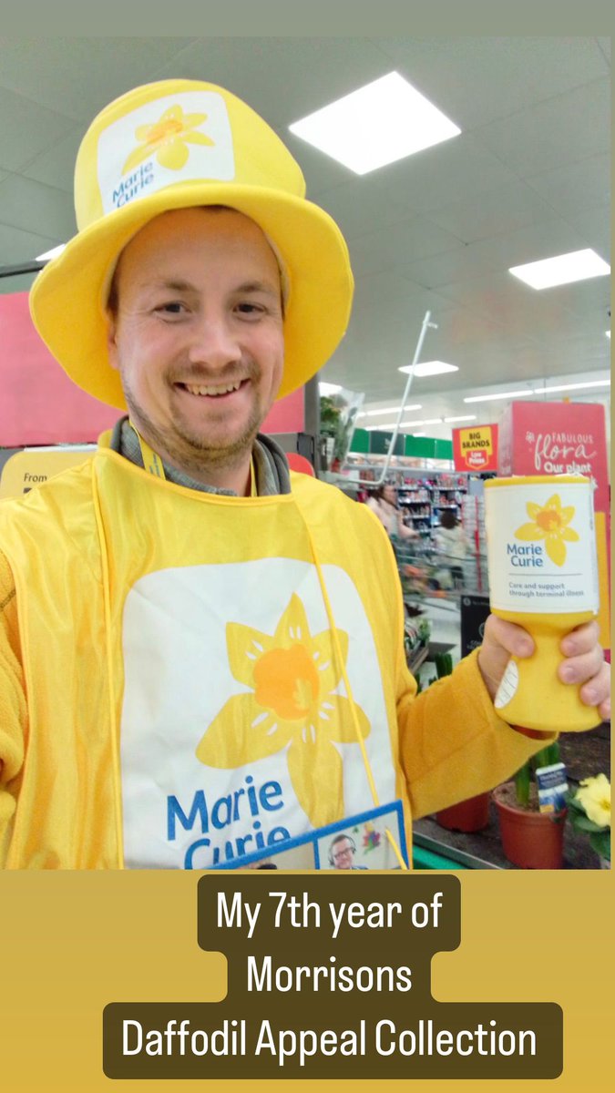 FundraiserPeter's tweet photo. We have been collecting in Morrisons across the UK since last Saturday and thanks to our amazing collectors, we have raised much needed donations to help Marie Curie care and support people living with a terminal illness and their families. Thank you to anyone who has donated. https://t.co/DY7sFcwehk