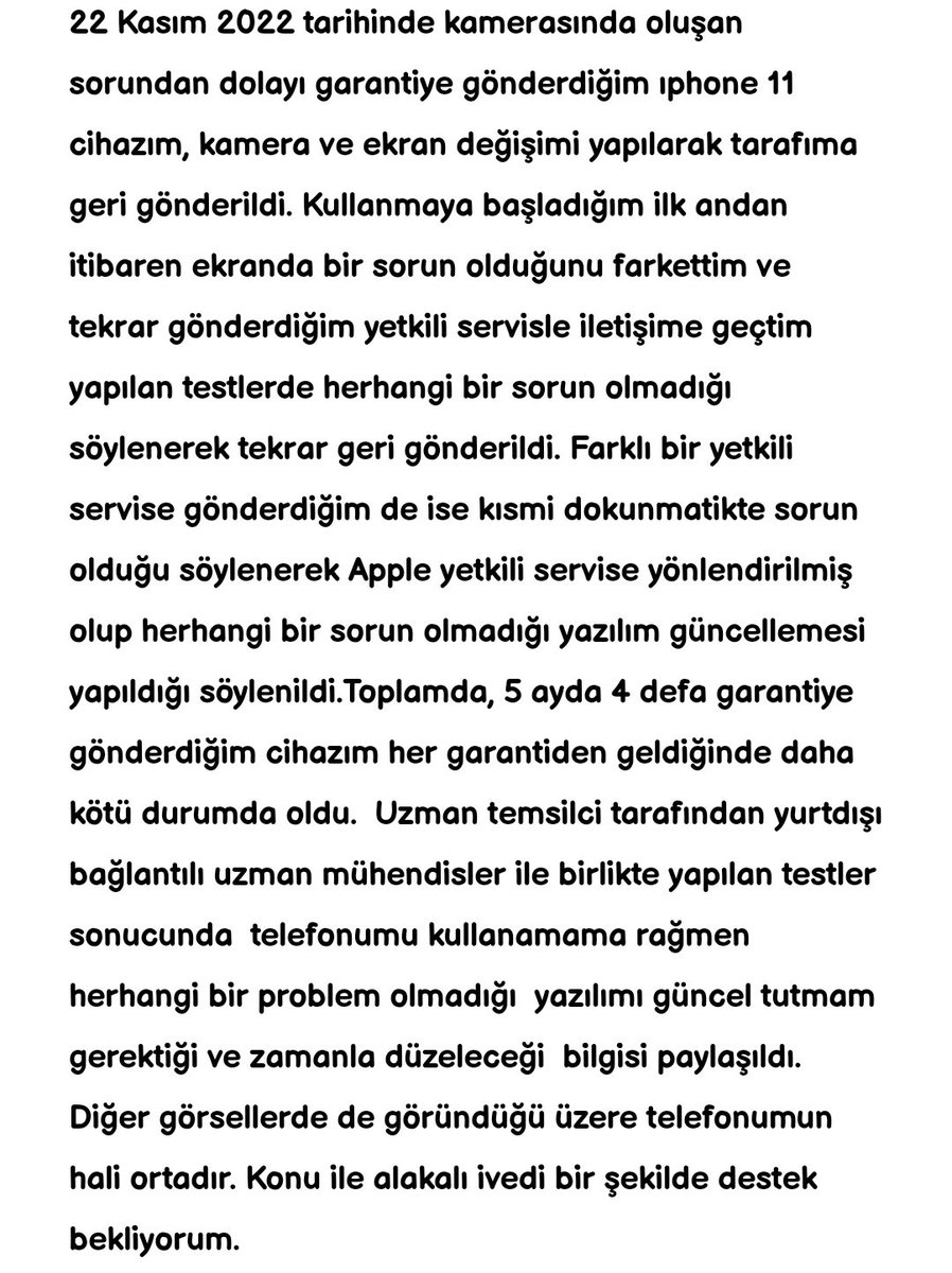 AhmeTekavut23's tweet photo. Hiçbir sorun olmadığı ,yazılımı güncel tutmam gerektiği ,zamanla düzelir denilen 18 aylık ( son 5 ayının kullanmadığım) iPhone 11 cihazımın garanti kapsamında değişilen ekranından sonra oluşan durumu ektedir. #appledestek #iphone #appleşikayet @Apple @AppleSupport https://t.co/dKLYk1UMuw