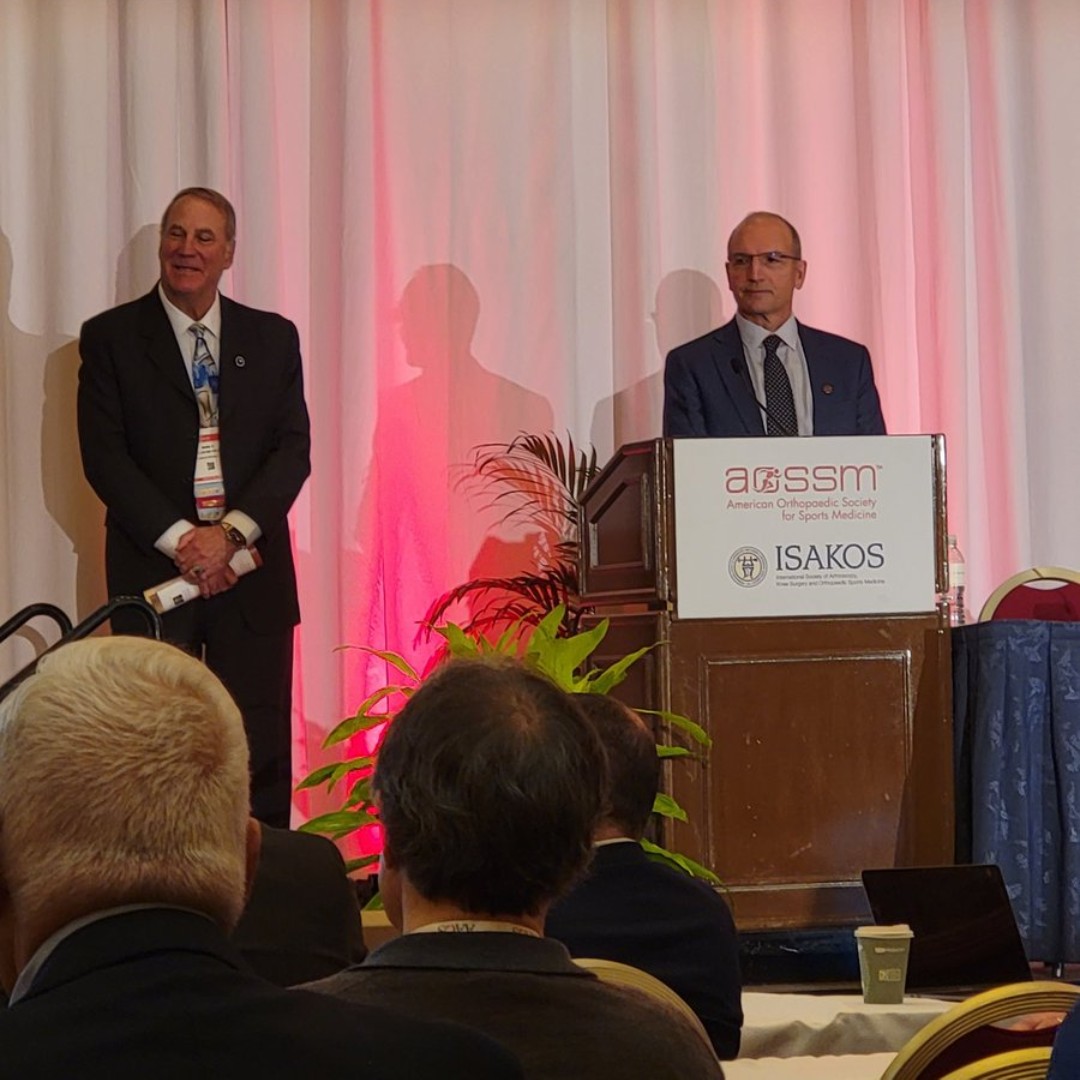aossm1972's tweet photo. A powerful moment during today's #SpecialtyDay as we honored the lives of Freddie H. Fu, MD and Peter J. Fowler, MD. Over lunch, we shared cherished memories and stories that showcased the impact they had on our lives and careers. 
@ISAKOS @AAOS1 #AAOS2023 #SportsMedicine https://t.co/fjTpQ7S7ry