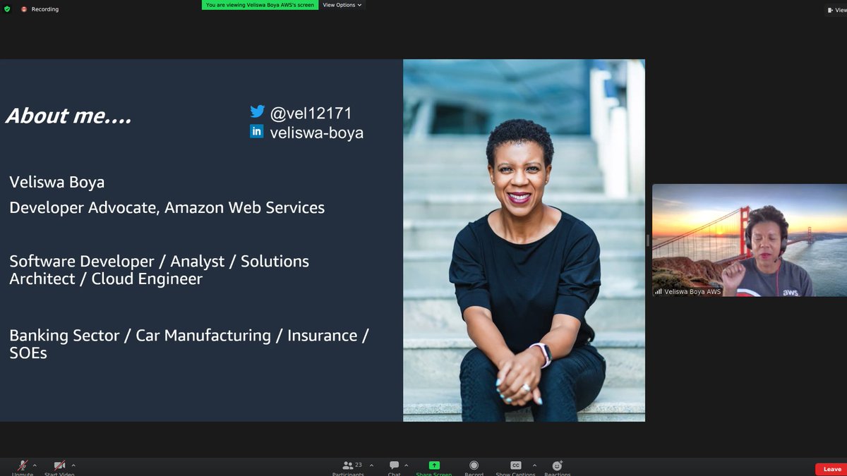 It was an insightful session with <a href="/Vel12171/">Veliswa_Boya🥑🇿🇦</a>  as she shared some nuggets of wisdom on growing in your tech career.
Some key take sways are: 
1)Thought leadership:
As you learn share your knowledge through blogs , talks &amp; documentation. Even if it is beginner level share it!