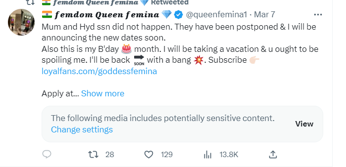 op_gamer7's tweet photo. ❤️𝐀𝐓𝐓𝐄𝐍𝐓𝐈𝐎𝐍 𝐀𝐋𝐋❤️
SUBJECT-. 𝔽𝔸𝕂𝔼 &amp; 𝔽ℝ𝔸𝕌𝔻
MISTRESS NAME- 𝑸𝒖𝒆𝒆𝒏 𝒇𝒆𝒎𝒊𝒏𝒂
ID- @queenfemina1 @mistressfemina1

After taking rupees from many slaves, she did not reply to them and cancel the trip and lock his comment https://t.co/f1LjQ2bn3t