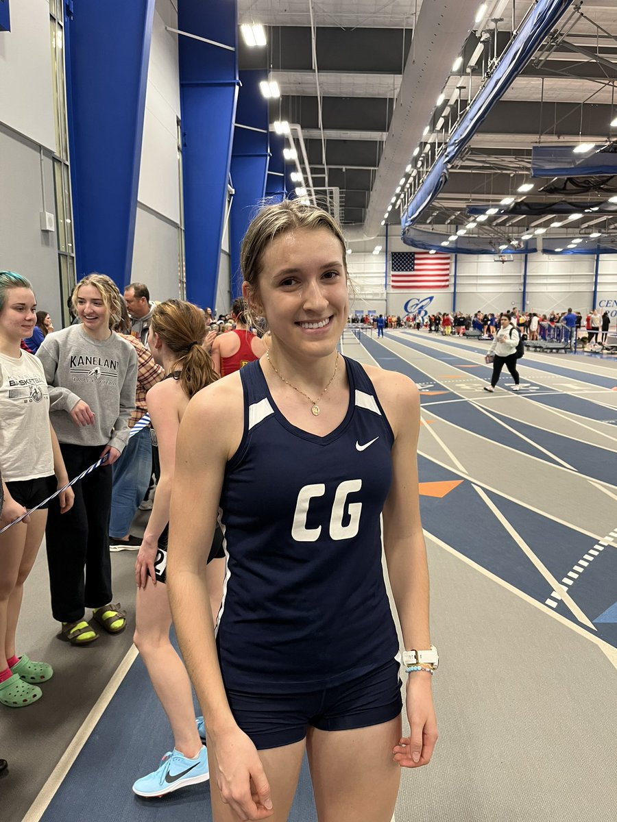 CGGirlsTrack_XC's tweet photo. Two meets, two school records! After setting the 1600 indoor school record on Tuesday, Ada DESTROYED the 3200 record by over 20 seconds at BC today! In her first time racing the event too! Way to go Ada! Keep that senior year rolling! #webeCG #athleticscg https://t.co/F5qRX2zlCj