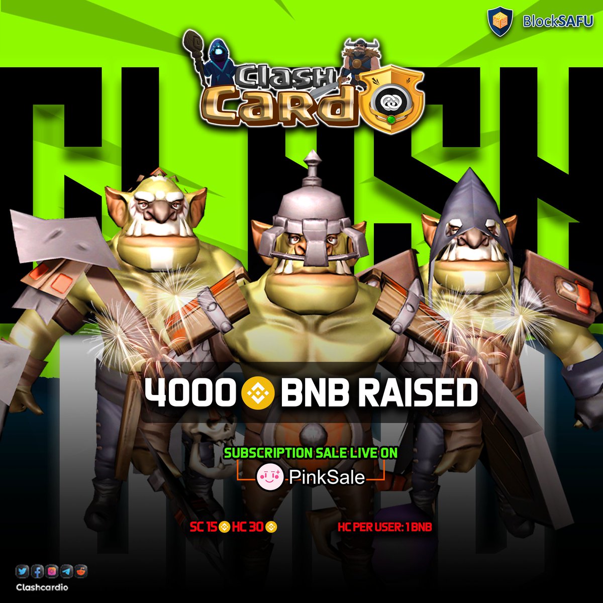 ClashCardio's tweet photo. ClashCard is now trending #1 on @pinkecosystem

4173 BNB raised so far🔥

✨HC hit in just seconds

Subscription sale will ends in 5 mins

➡️SC/HC - 15/30 BNB

➡️Hard Cap Per User - 1 BNB

Join: https://t.co/Zdle8FKE2r

#Clashcard #Play2Earn #BSC #BNB #P2E #Presale https://t.co/arNj0lE3Rw