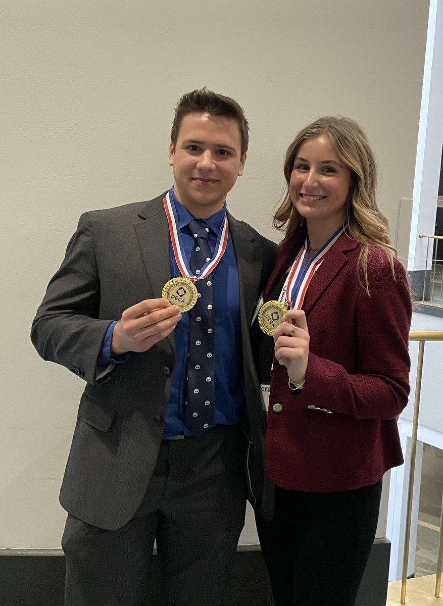 PemBizDECA's tweet photo. Congrats to Liv Skeiber and Matthew McAuliffe earning top 10 at Mass DECA States! #phsdeca @Pembroke_Titans @PemSch_news https://t.co/czouaf98qD