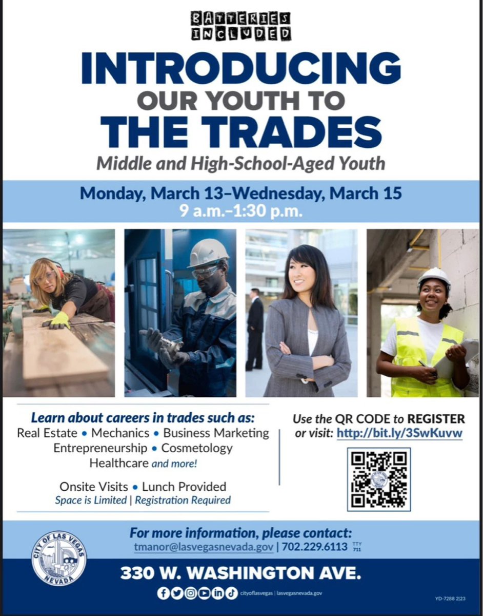 Wondering what your middle or high school student can do for #springbreak ? <a href="/CityOfLasVegas/">City of Las Vegas</a>  has you covered! Students are welcome to attend! Registration information below ✨ #LasVegas