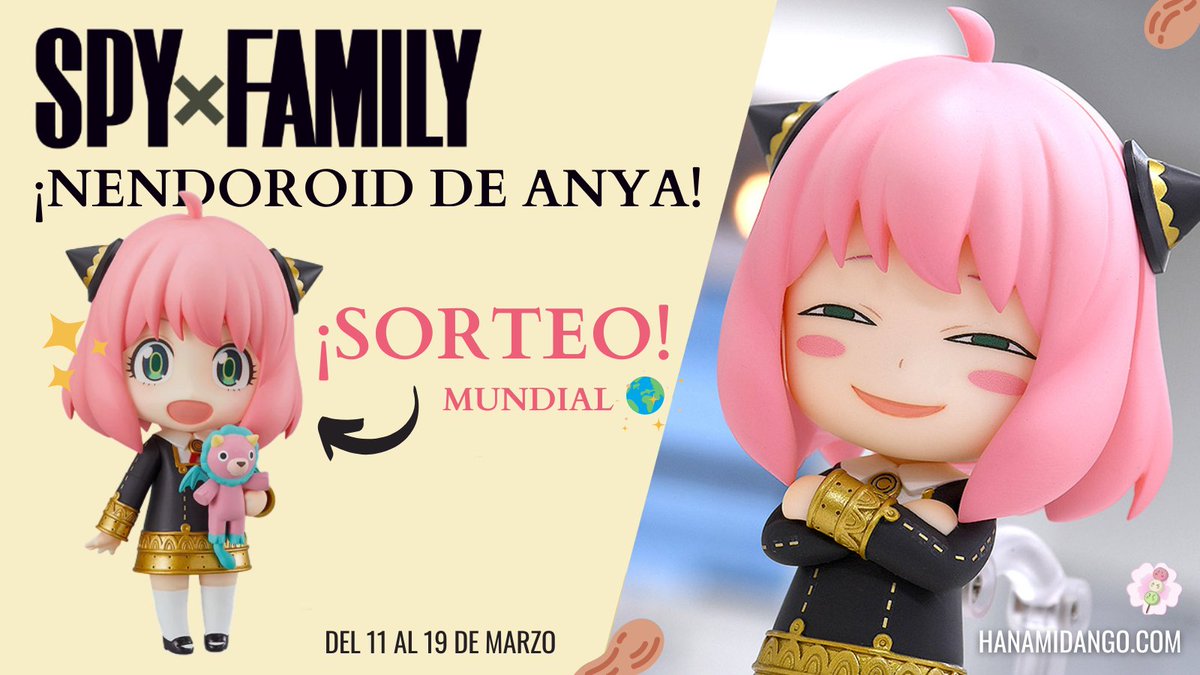HanamiDangos's tweet photo. 🥜🎁 ¡SORTEO ESPECIAL 'SPY x FAMILY'! 🎁 🥜

Consigue fácilmente esta monísima Nendoroid oficial de Anya 👇🏻

1️⃣ Seguir a @HanamiDangos y @Nin_Nin_Game.
2️⃣ RT.
3⃣ Menciona a 2 amigos en comentarios.

¡Muchísima suerte! ¡Sorteo Mundial! 🍀 

#SORTEO #SPY_FAMILY #anime #anitwt #anya https://t.co/X7i3ze8qXV