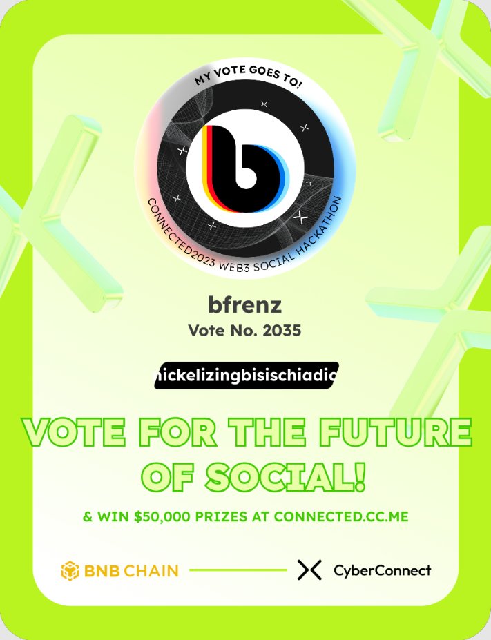 reeta_folk's tweet photo. Just voted for my favorite project bfrenz in #Connected2023, a Web3 Social hackathon by @CyberConnectHQ the social graph protocol &amp; @BNBCHAIN
Join me to vote for a better social and win $50,000-$100,000 prizes!
https://t.co/BrQtKLKAVZ
sig:Yoiqw0 
  https://t.co/U5WGEBimTi https://t.co/vX79llYuiZ