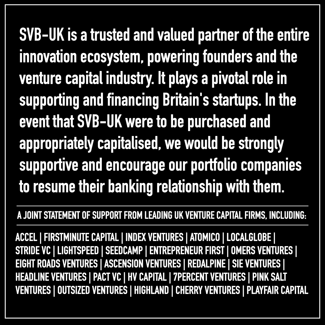 Atomico (@atomico) on Twitter photo A joint statement for <a href="/Jeremy_Hunt/">Sir Jeremy Hunt MP</a> & <a href="/hmtreasury/">HM Treasury</a>, from a number of leading UK venture capital funds, in support of <a href="/SVB_UK/">SVB UK is now HSBC Innovation Banking UK</a> A joint statement for <a href="/Jeremy_Hunt/">Sir Jeremy Hunt MP</a> & <a href="/hmtreasury/">HM Treasury</a>, from a number of leading UK venture capital funds, in support of <a href="/SVB_UK/">SVB UK is now HSBC Innovation Banking UK</a>