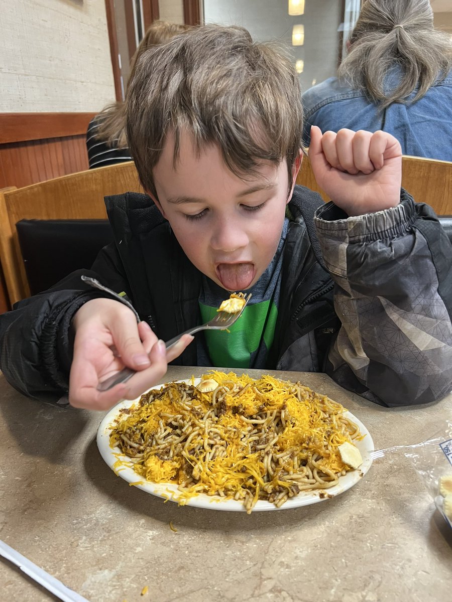 UCschmuss's tweet photo. @Skyline_Chili We gave it to the employees at the Dent location. They loved it! (and Max loved his 3 way!) https://t.co/5VMcIJRr8l