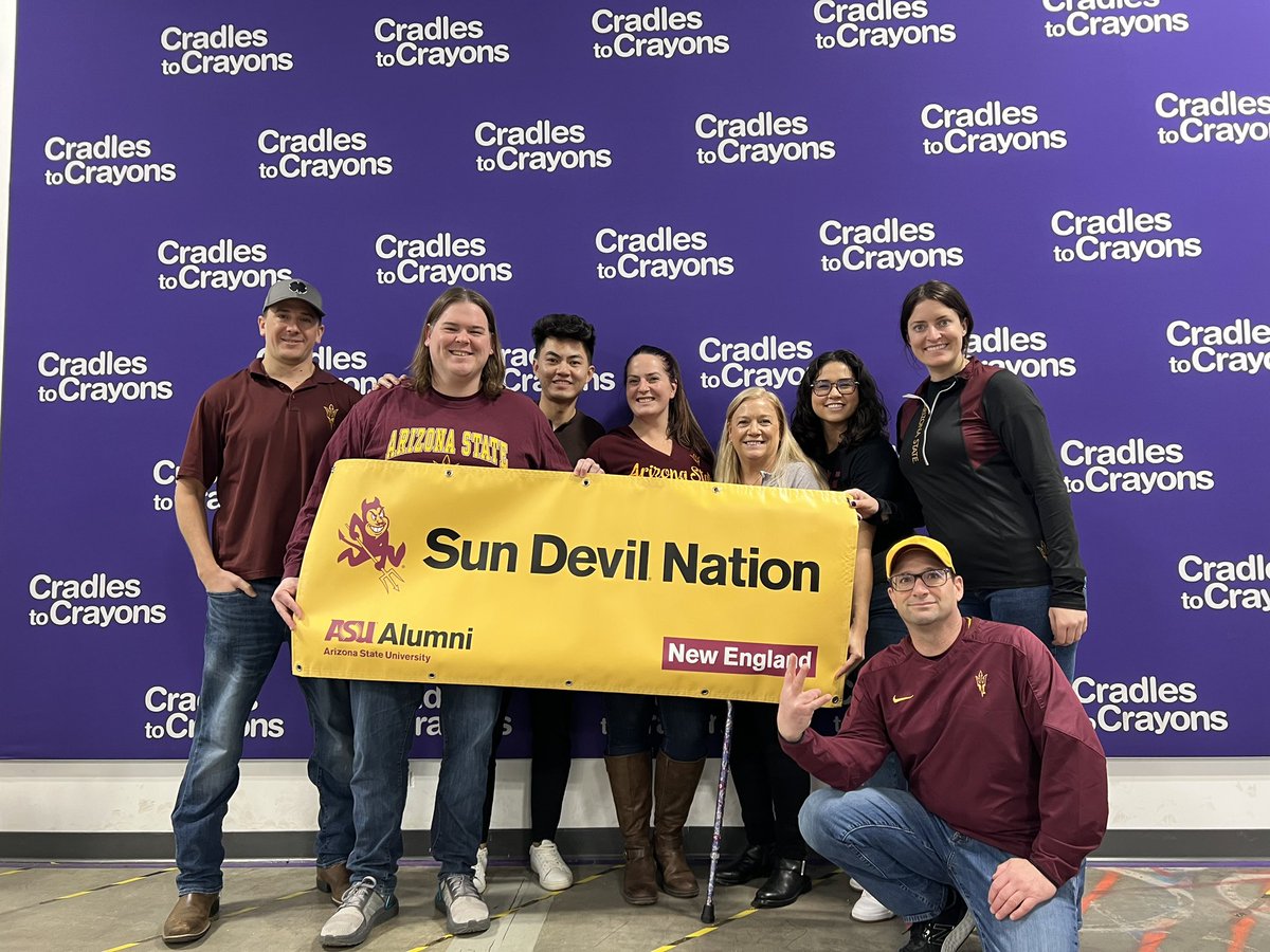 NESunDevils's tweet photo. ASU Cares at Cradles to Crayons, helping to provide under-privileged children throughout Massachusetts by providing clothes, school supplies and daily essentials! Helping to end clothing insecurity! #ASUcares https://t.co/jUOaZzDMAz