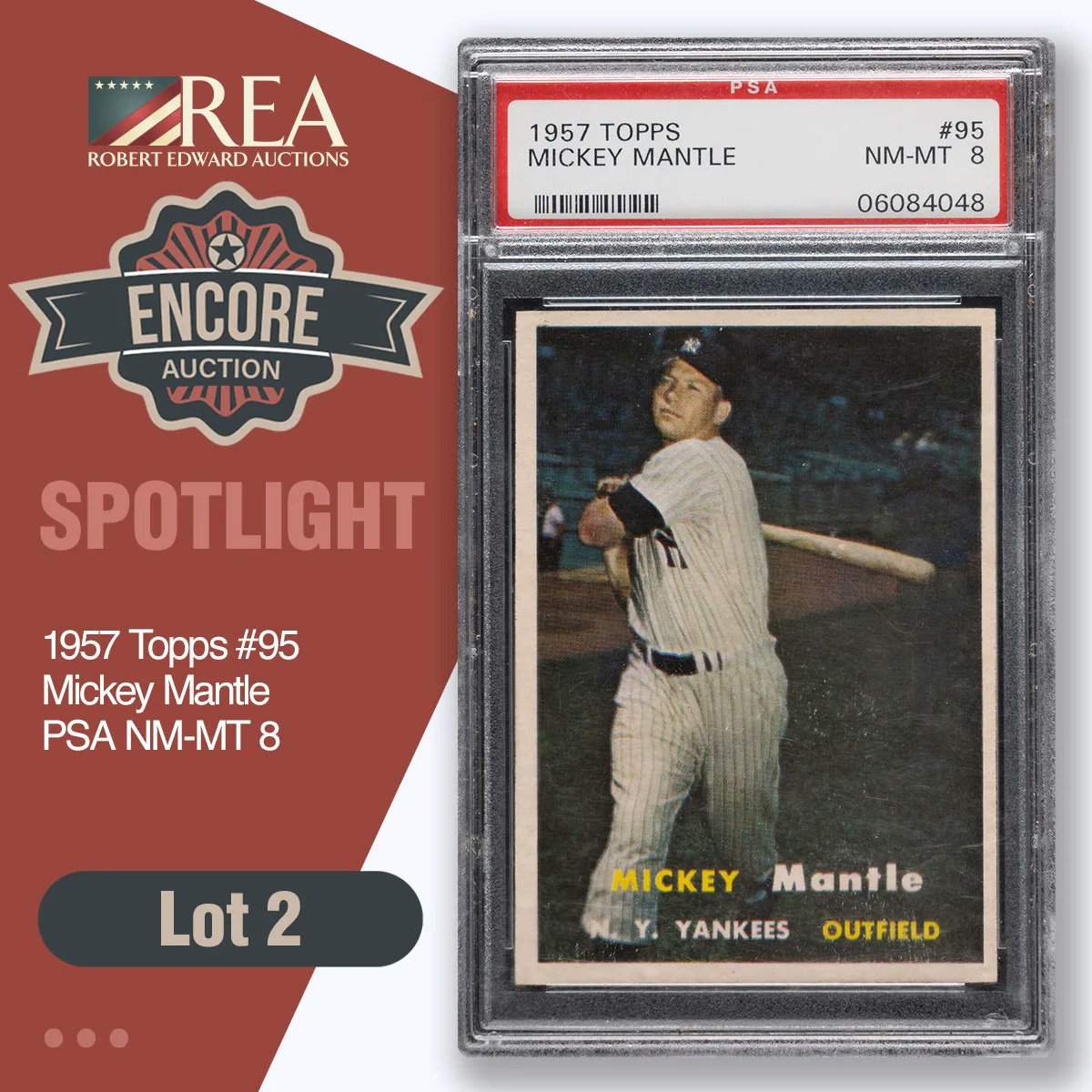 collect_rea's tweet photo. Encore Auction Spotlight: Lot # 2: 1957 Topps #95 Mickey Mantle PSA NM-MT 8. Bid Now: https://t.co/539Nw2W9lJ
@REAOnline @PSAcard @yankees #pinstripepride #baseballcards #cardcollector #auciton #thehobby https://t.co/Jneyp9vrqE