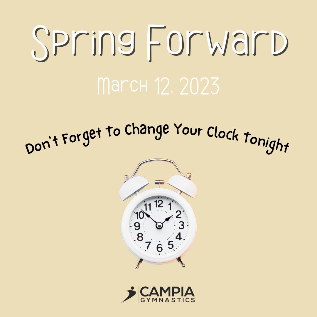 It’s almost time to spring forward!🤸‍♀️

Don’t forget to move your clocks forward one hour tonight! ⏰
