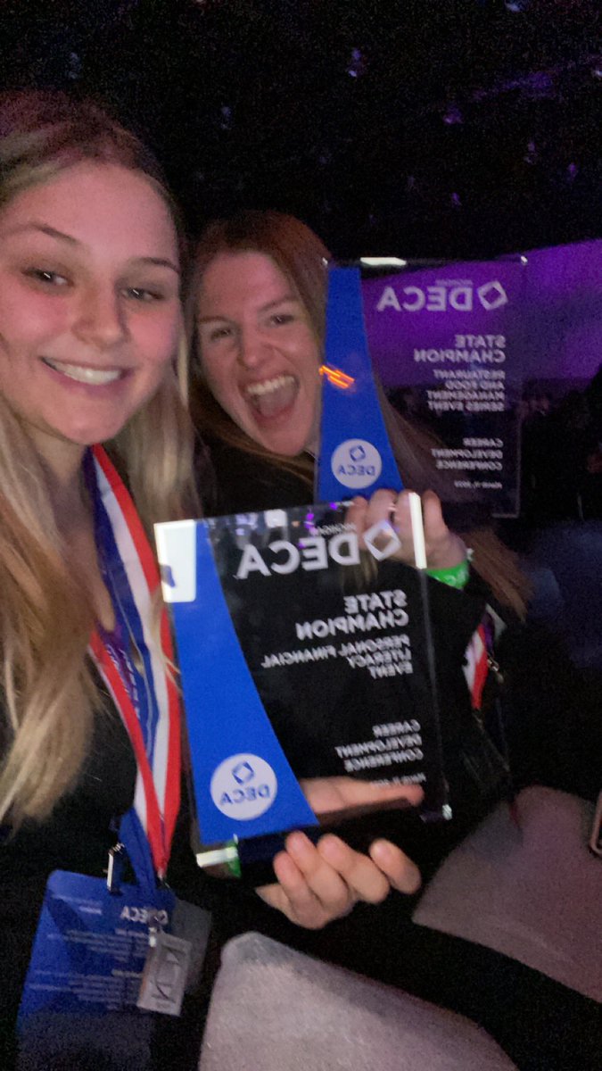 Proud to announce I am a michigan deca state champion in the category personal financial literacy and my best friend is a state champion in restaurant and food service management #mideca #statechamps