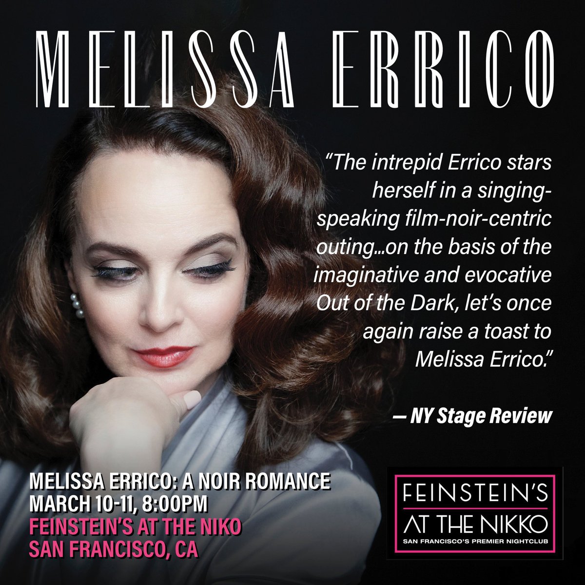 Melissa Errico (@melissa_errico) on Twitter photo One more night in San Francisco! Tonight at 8. I think a fewwww seats left, great band!
Feinstein's at the Nikko <a href="/FeinsteinsSF/">Feinstein's SF</a>
<a href="/EddieMuller/">Eddie Muller</a> was there last night & stayed out afterwards. The Czar of Noir !! (from TCM) π<a href="/GhostlightRcrds/">Ghostlight Records</a> <a href="/warnermusic/">Warner Music Group</a> #filmnoir #SanFrancisco One more night in San Francisco! Tonight at 8. I think a fewwww seats left, great band!
Feinstein's at the Nikko <a href="/FeinsteinsSF/">Feinstein's SF</a>
<a href="/EddieMuller/">Eddie Muller</a> was there last night & stayed out afterwards. The Czar of Noir !! (from TCM) π<a href="/GhostlightRcrds/">Ghostlight Records</a> <a href="/warnermusic/">Warner Music Group</a> #filmnoir #SanFrancisco