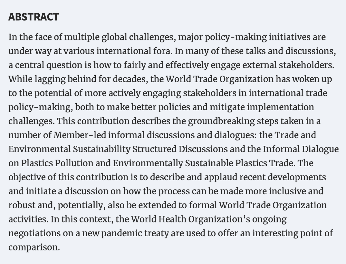 JIEL_OUP's tweet photo. .@JoostPauwelyn (@GVAGrad) asks whether the #WTO has opened up to external stakeholders in international policy-making in the context of #TESSD and #IDP, https://t.co/LSZNxquA3d https://t.co/99NRBUhMGU
