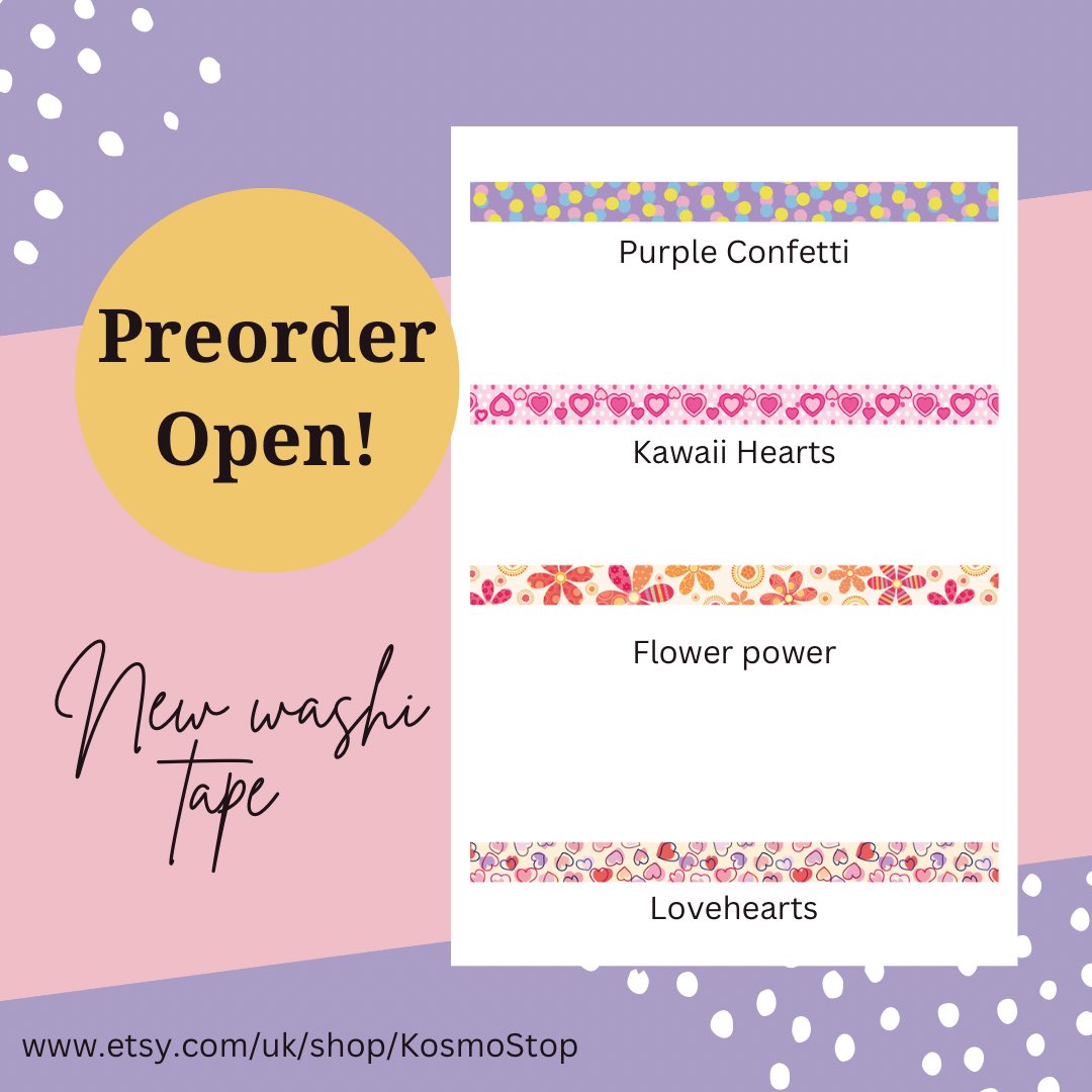 kosmostop7's tweet photo. New washi tape preorder Open!! 

Get a free sample of another washi when you preorder ! 

Link in bio! Only on Etsy! 

#washi #washitape #stationary #kpopshop #kpop https://t.co/7qwHJj9j1N