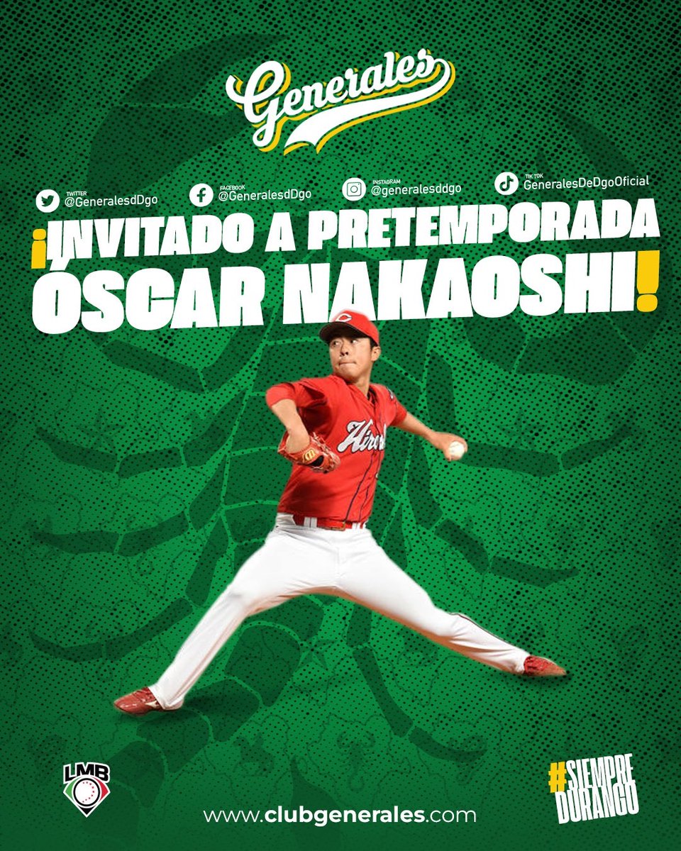 GeneralesdDgo's tweet photo. Ex lanzador de Grandes Ligas de Japón llega como invitado 💪🏻🔥
Óscar Nakaoshi, probará suerte con Generales: es brasileño-japonés 🇧🇷🇯🇵
.
.
#SiempreDurango #SomosGenerales #GeneralesDDgo https://t.co/8KXza4je7H