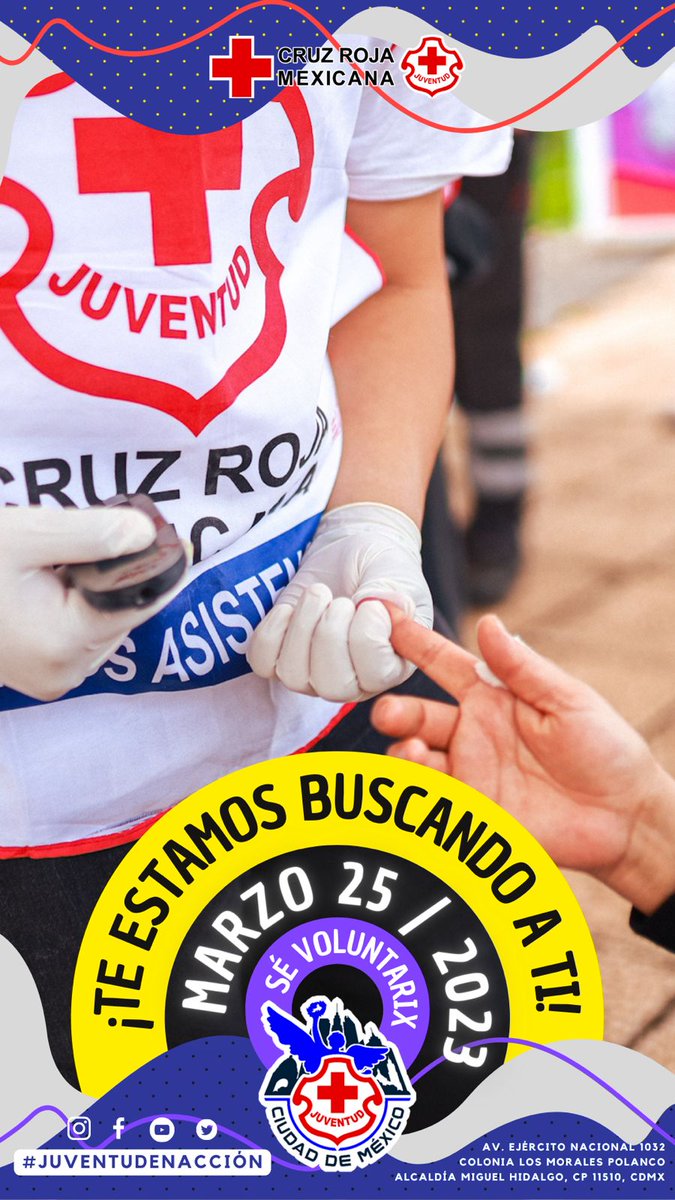 🚨 ¡Intégrate a nuestro equipo! 

Mándanos DM para cualquier duda ✨

#JuventudEnAcción #CDMX #Voluntariado #CruzRoja