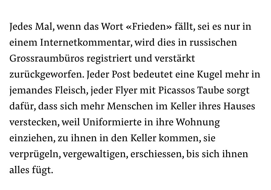 Es ist 2023 und in der NZZ wird in einem Text über „Gewaltrussisch“ als Kulturdiagnose die Friedensbewegung endgültig bündig ins Feindbild integriert.