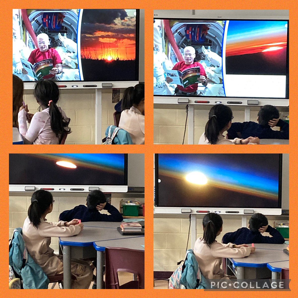 Listening to Next Time You See a Sunset written by Emily Morgan, read by astronaut Mark Vande Hei aboard the ISS. We even watched the sunset from the ISS. Amazing that it sets every 90 minutes!  #storytimefromspace.