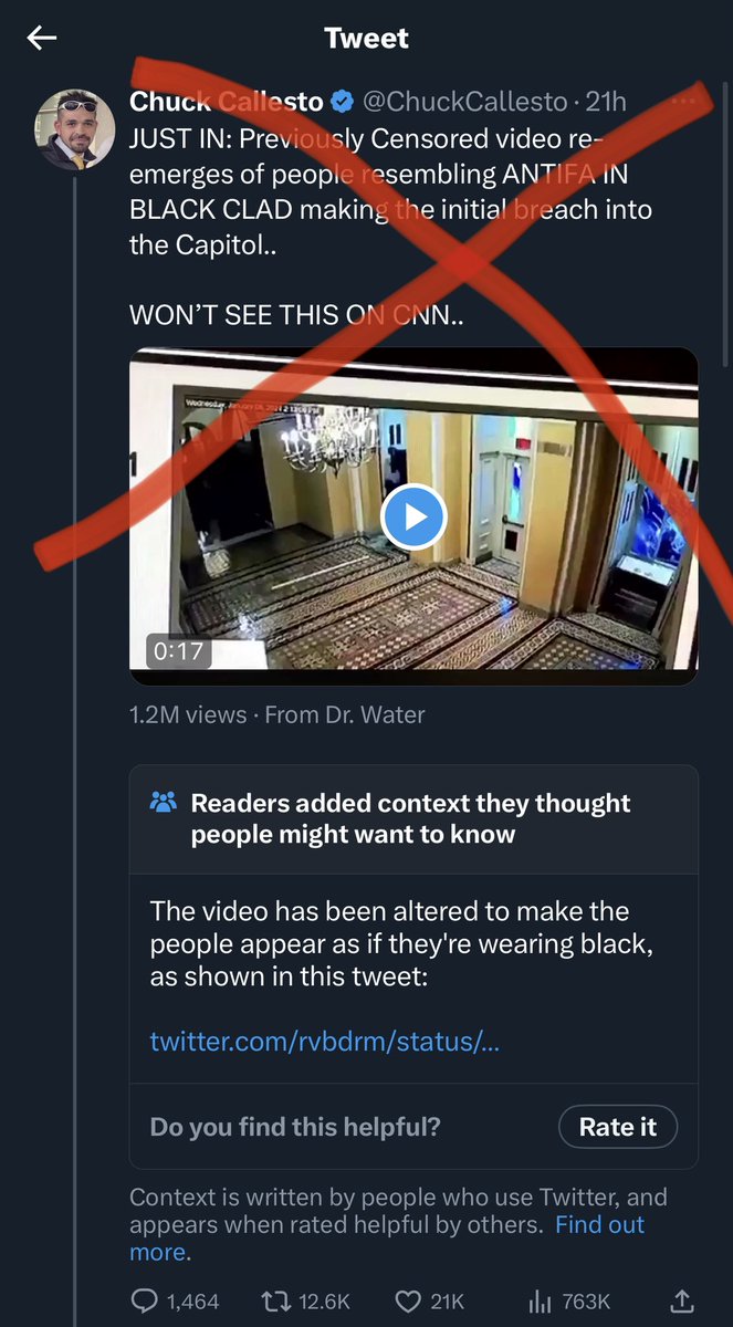ddale8's tweet photo. You indeed won’t see this left clip on CNN…because it was darkened to make the people look more black-clad than they were. 

The real video, showing Trump-supporting rioters, did appear on CNN (see right)…because it was played during Trump’s impeachment trial on Feb. 10, 2021. https://t.co/6bAyZuDk8p