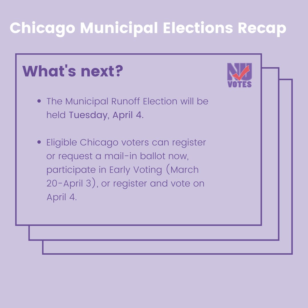nuvotes's tweet photo. Stay engaged with Chicago's election results this month, and check out our online guide for more! Link here: https://t.co/4ktF8dJE8x https://t.co/9bUuE0y1M2