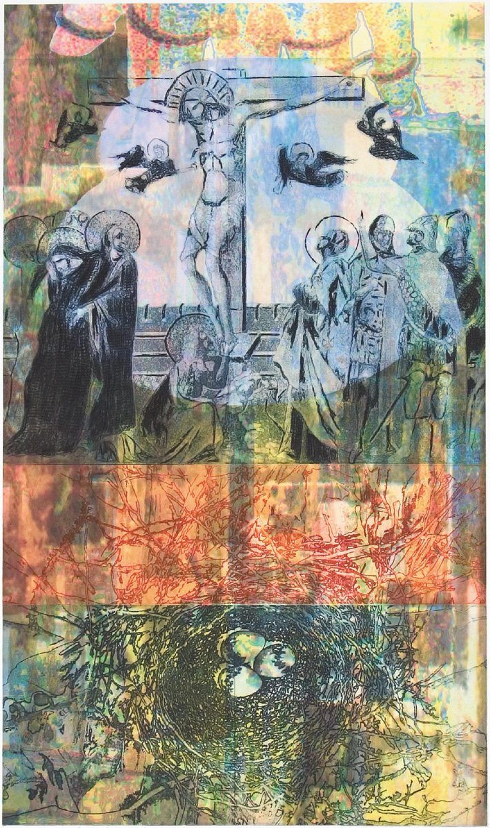 Trinity (after Paolo Veneziano's The Crucifixion, 1340) by Jonathan Millet.

Now 40% OFF in our online store. Shop now &amp; ready the artist statement at conta.cc/3YyaFmQ

#easter #lent #trinity #christianart #art #faith #christianartist