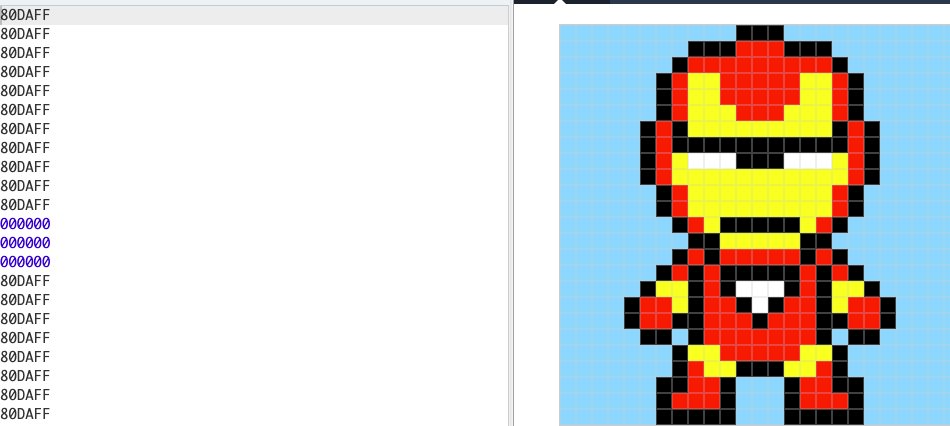 martinsean's tweet image. A student made this pixel image on @CodeHS using hexadecimal code. Iron Man! #APCSP