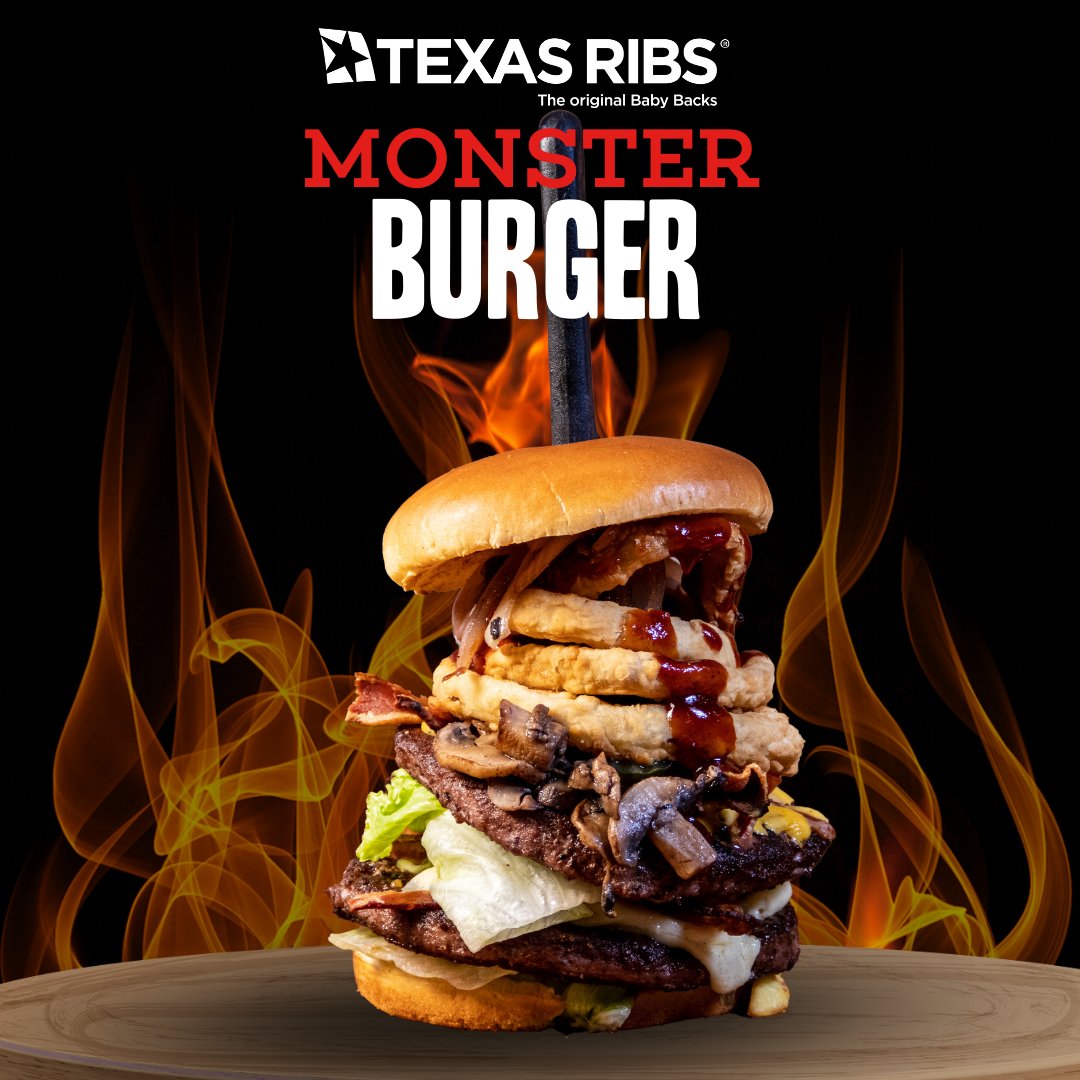 La más grande, la más sabrosa #hamburguesa tiene nombre y apellido
#texasribs #txribs #txr #burger #monsterburger