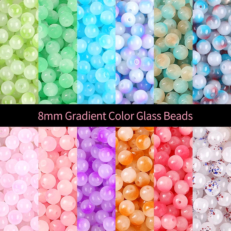 8mm Gradient Color Glass Beads, MBGL001