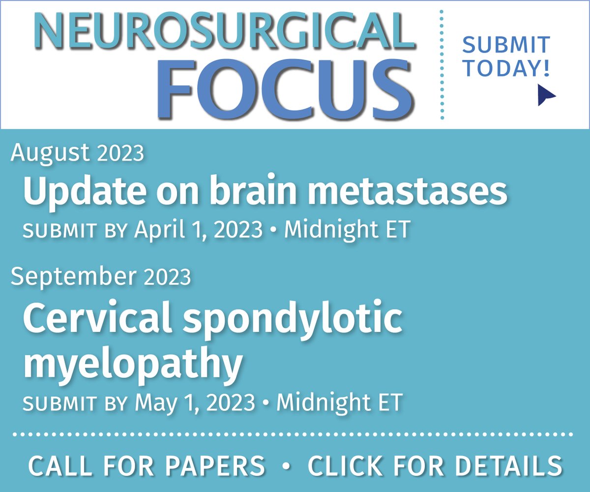 Journal of Neurosurgery on Twitter "Neurosurgical Focus Call for