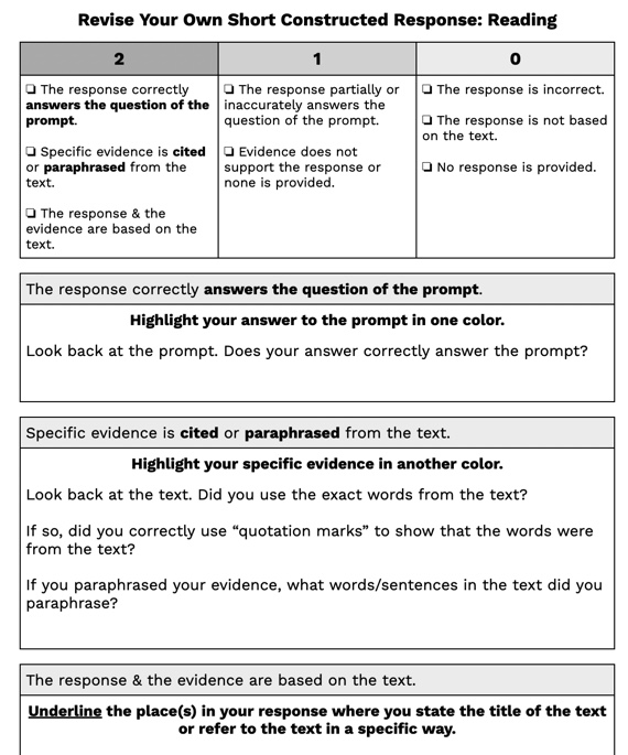 #STAARredesign Happy Spring Break (for those of you on break)! Our students were needing a "revise &amp; reflect" guide for their Reading SCR work. The reflection piece is on the back. All is linked in the smore: smore.com/gtm6k