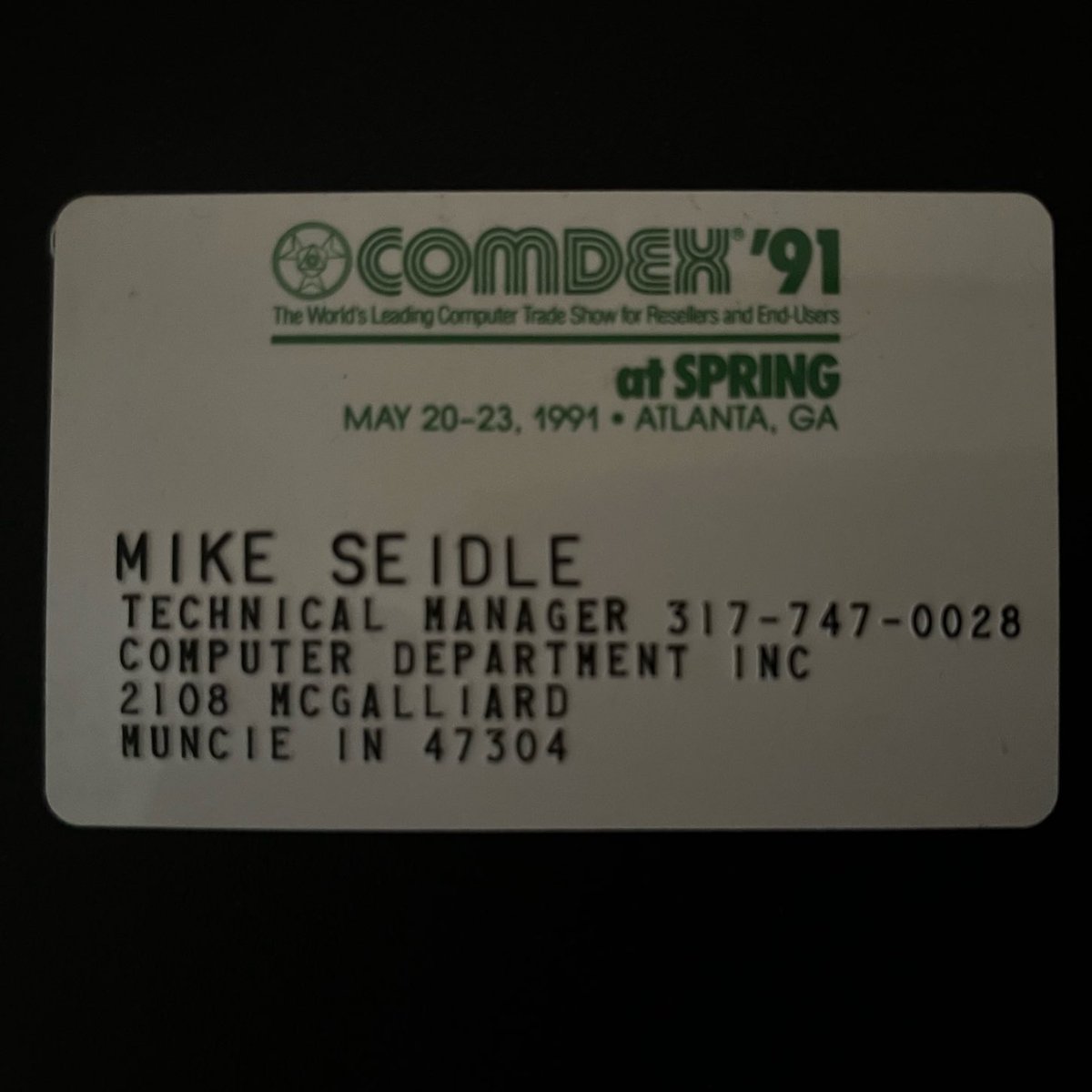 Was digging through a box from the attic and found this. Comdex was amazing. I got to meet a lot of people who went on to be legends who were just manning the booth..: