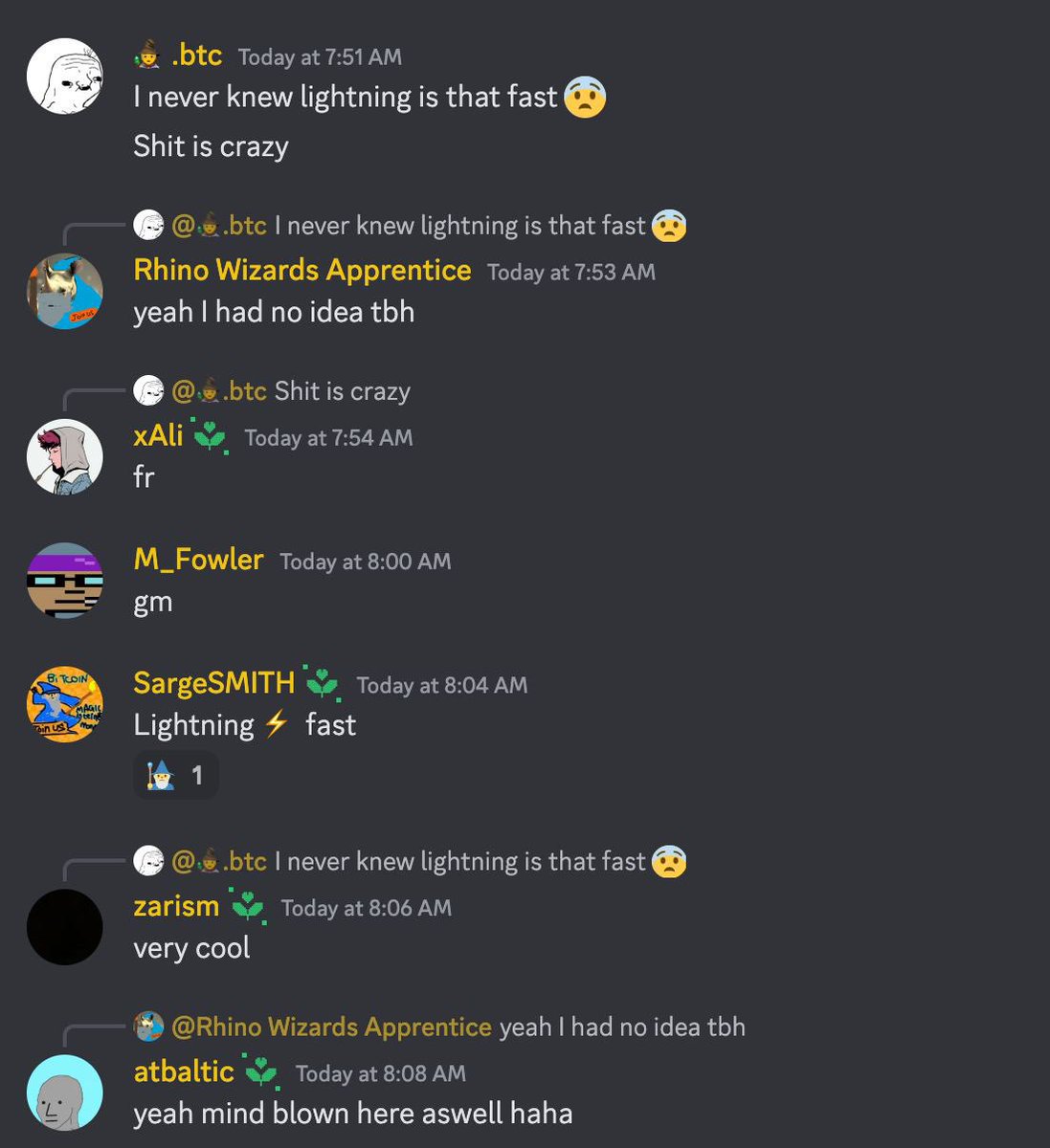 The @TaprootWizards discord is popping with jpeg enjoyers trying @lightning  for the first time You absolutely love to see it (and so do they)
