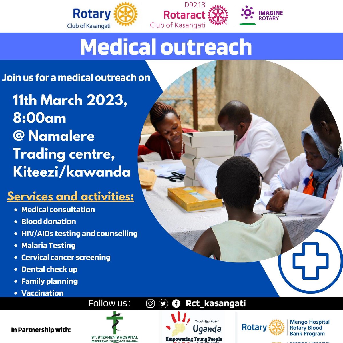 Rct_Kasangati's tweet photo. Today, Saturday the 11th of March 2023 the Rotaract club of Kasangati together with our mother club @RCkasangati our sister club @rct_nangabo, @Multivitamins18 , the Rotary club of Kiteezi in formation and our partners @touch_uganda @BloodRotary and st Stephen's hospital Mpererwe https://t.co/muaQxuEPsY