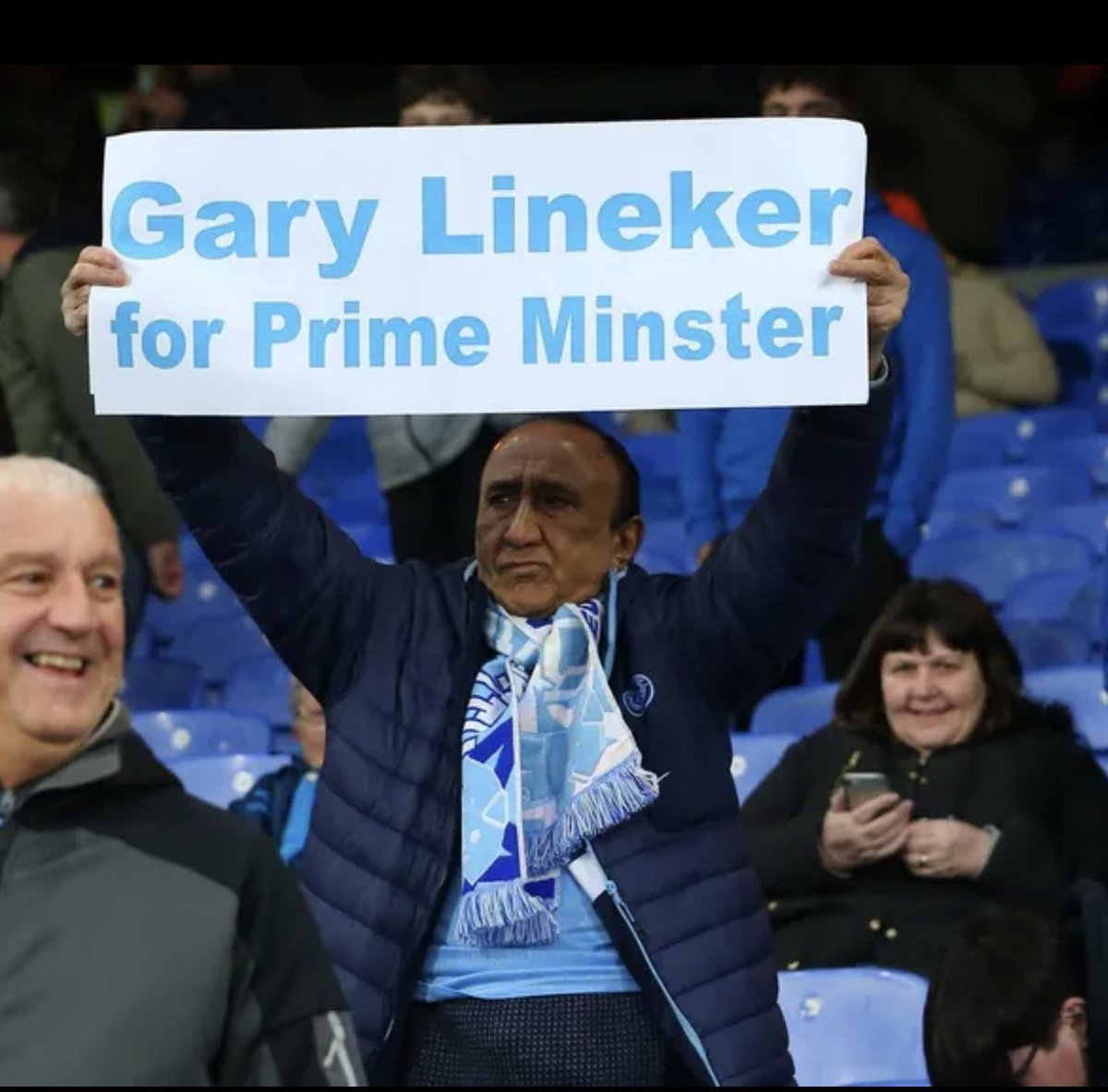 A Manchester City fan holding a sign that reads ‘Gary Lineker for prime minister’ at Selhurst Park in London. 

Photograph: Katie Chan/Action Plus/REX/Shutterstock

#CRYMCI
#WeStandWithGary 
#IStandWithGary 
#EnoughIsEnough
#ToriesUnfitToGovern 
#ToriesOut247
#BoycottMOTD