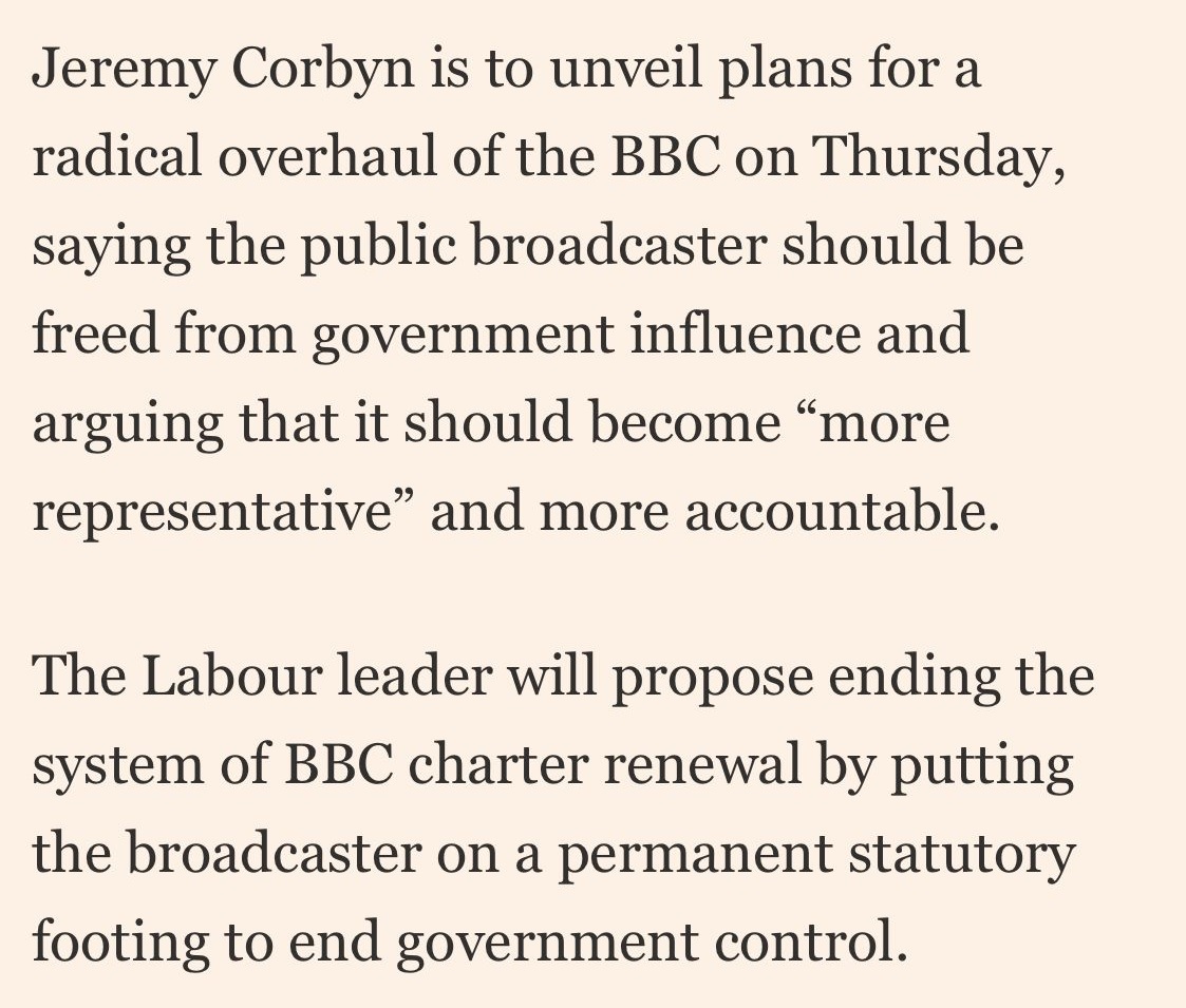 j0hn_c00per's tweet image. In 2018 Jeremy Corbyn proposed a radical overhaul of the BBC aimed at freeing the public broadcaster from government influence and making it more representative and accountable. 
#MOTD #IStandWithGaryLineker #GaryGate #Labour #CorbynWasRight 
ft.com/content/894e38…