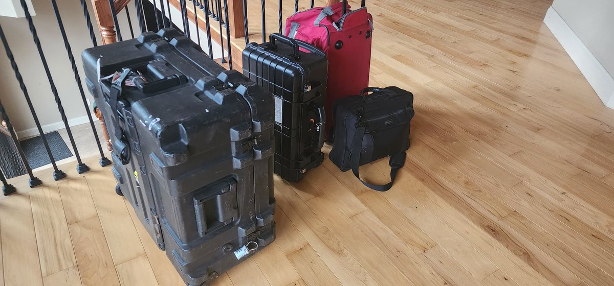 Sing it with me now... "On the road again.   Lots of tech toys loaded in these bins. Its my life doing demos for our friends..." #citrix Customer Advisory Board #showtelltech