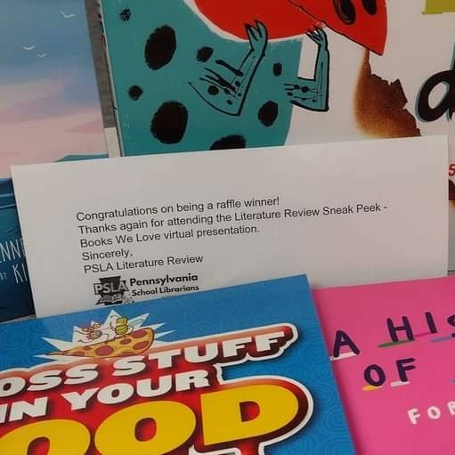 AND I was the raffle winner for the <a href="/PSLA_LitReview/">PSLA_LitReview</a> Sneak Peak night! It was a virtual webinar I attended  which featured the "best of the best" books published this year! Woo hoo! We are truly lucky here <a href="/NWElementary/">North Wales Elem.</a>.🍀
#PSLA