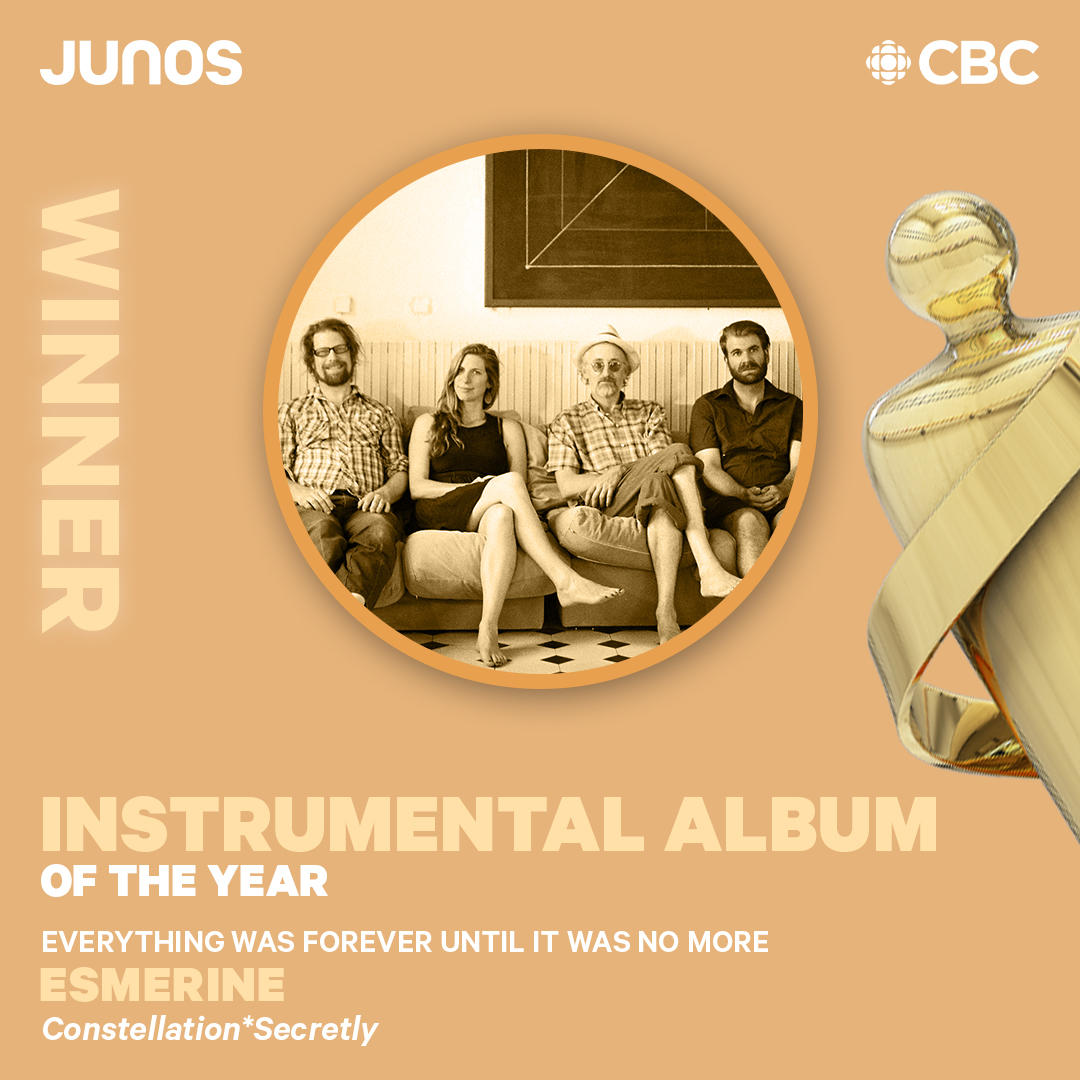 TheJUNOAwards's tweet photo. And the winner for Instrumental Album of the Year is… 

Everything Was Forever Until It Was No More - Esmerine https://t.co/fcMcsDTNqL