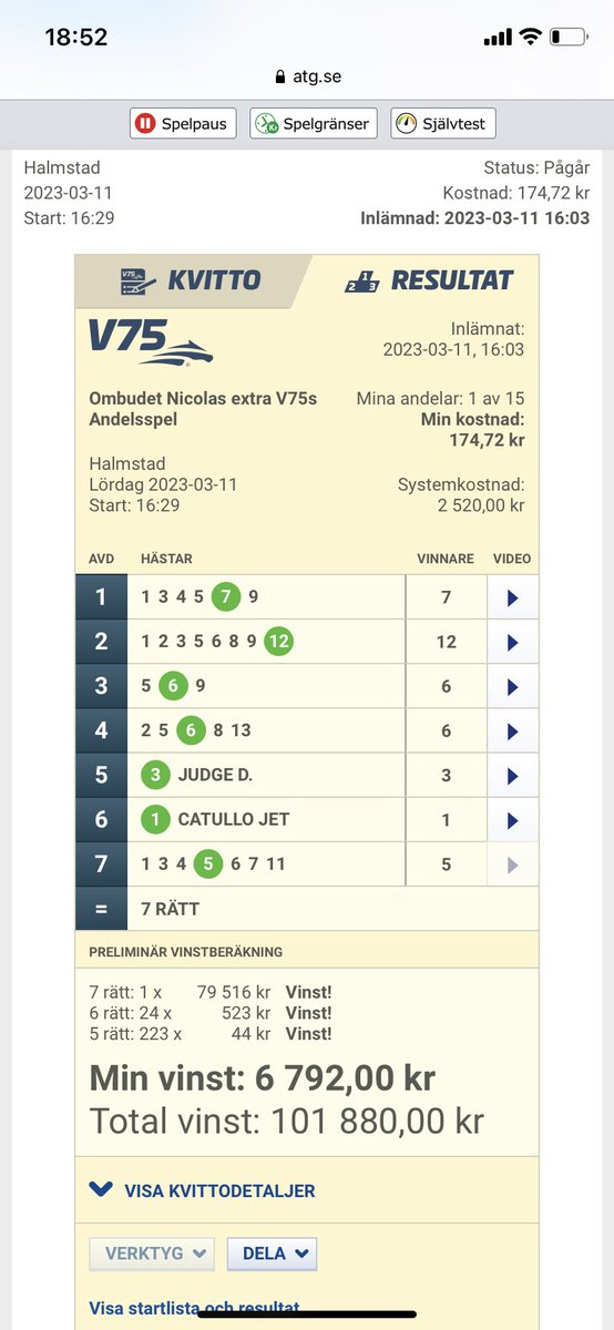 Idag satt Nicholas 7an. Här nedan har du hans spel för GS75 och V86.

GS75: atg.se/pressbyransvav… 

V86: atg.se/pressbyransvav…