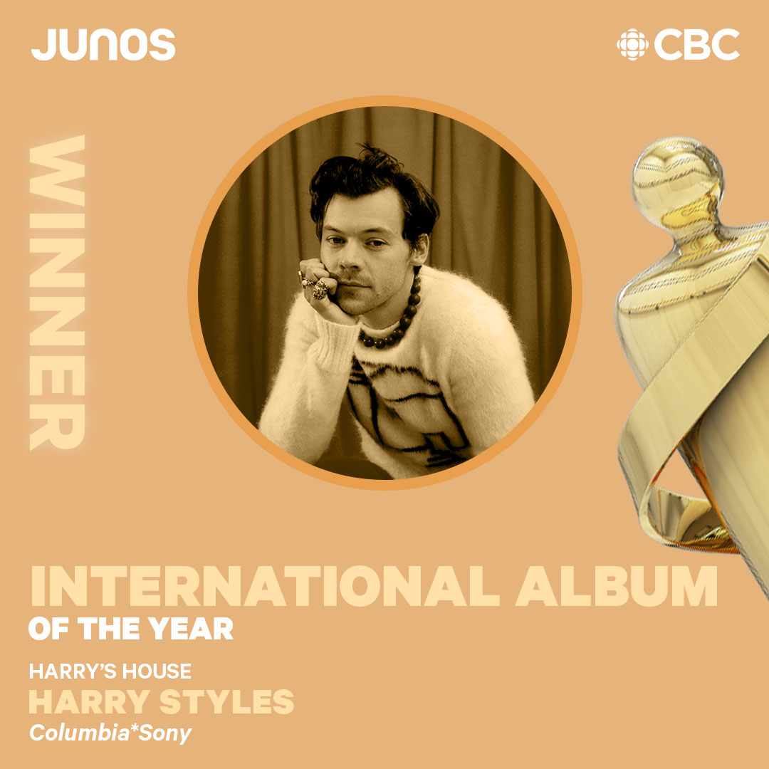 RT @TheJUNOAwards: And the winner for International Album of the Year is…
Harry’s House - @Harry_Styles https://t.co/3ZnybUNLqY