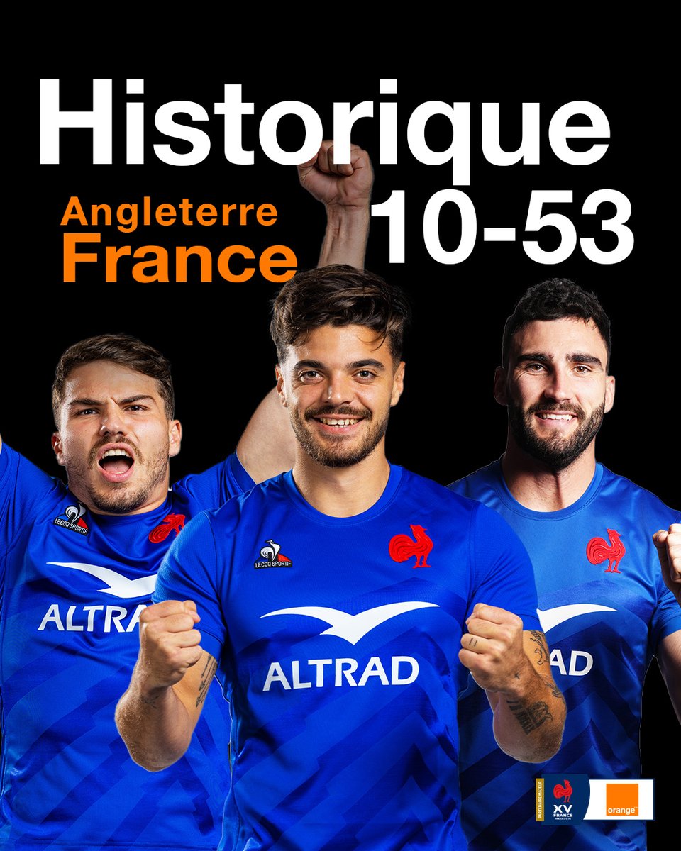 𝐇𝐈𝐒𝐓𝐎𝐑𝐈𝐐𝐔𝐄𝐄𝐄𝐄𝐄𝐄 ❤️

𝗜𝗻𝗰𝗿𝗼𝘆𝗮𝗯𝗹𝗲, 𝘀𝗽𝗹𝗲𝗻𝗱𝗶𝗱𝗲, 𝗺𝗮𝗴𝗶𝗾𝘂𝗲… beaucoup de mots pour décrire la performance des Bleus face aux Anglais 😍👏

On en rêvait tous... 𝟏𝟖 𝐚𝐧𝐬 𝐚𝐩𝐫𝐞̀𝐬 𝐢𝐥𝐬 𝐥’𝐨𝐧𝐭 𝐟𝐚𝐢𝐭 🏆🇫🇷

#TeamOrange #NeFaisonsXV