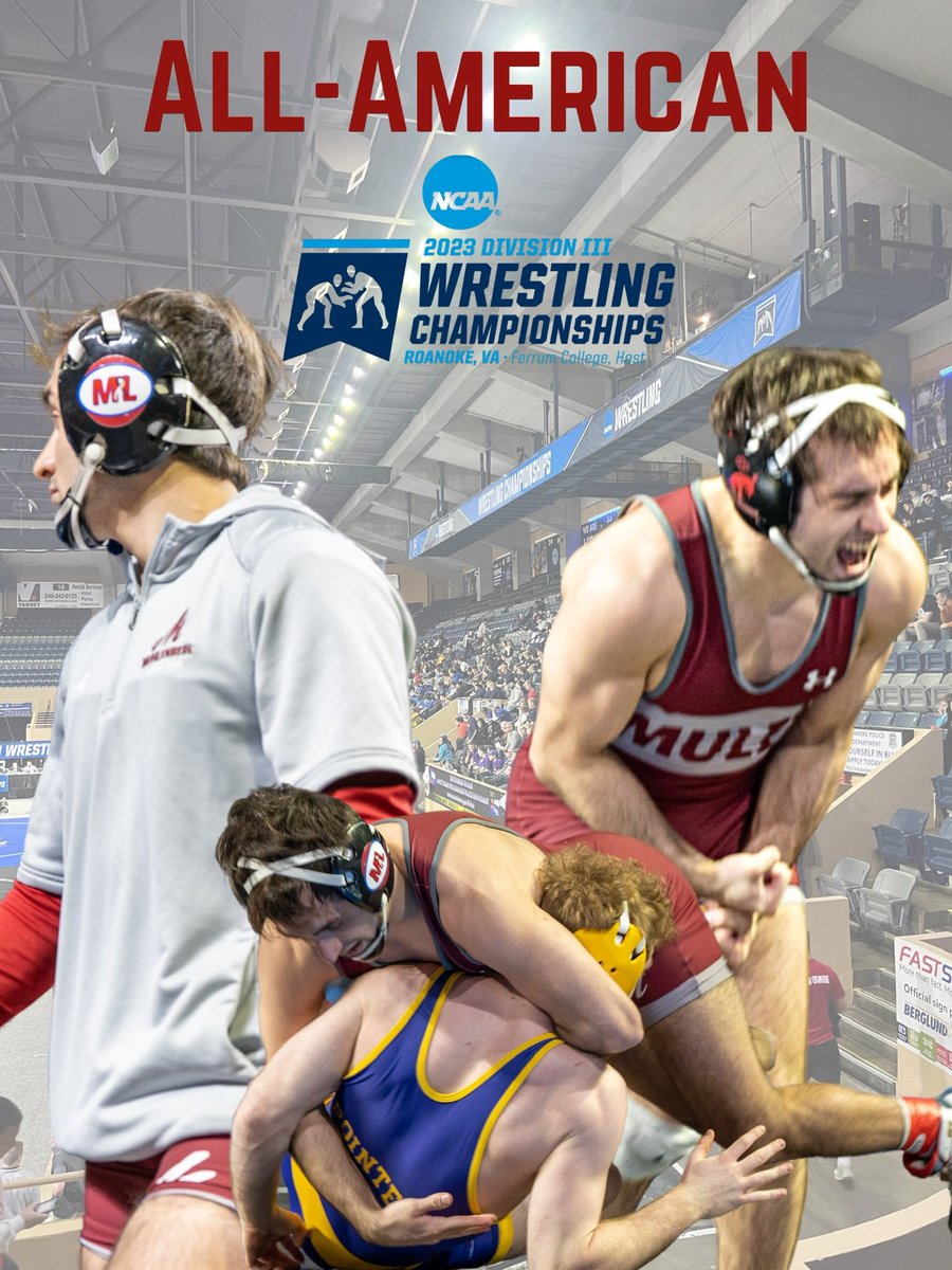 MulesWrestling's tweet photo. What a weekend. 2 NCAA All Americans in the same tournament for the 1st time in program history. Joey &amp; Anson both finish in 8th place.

Brandon wrestled tough taking losses to two All Americans. He will be back! 

It is hard to put into words what this means to our program. https://t.co/jkUB935KSx
