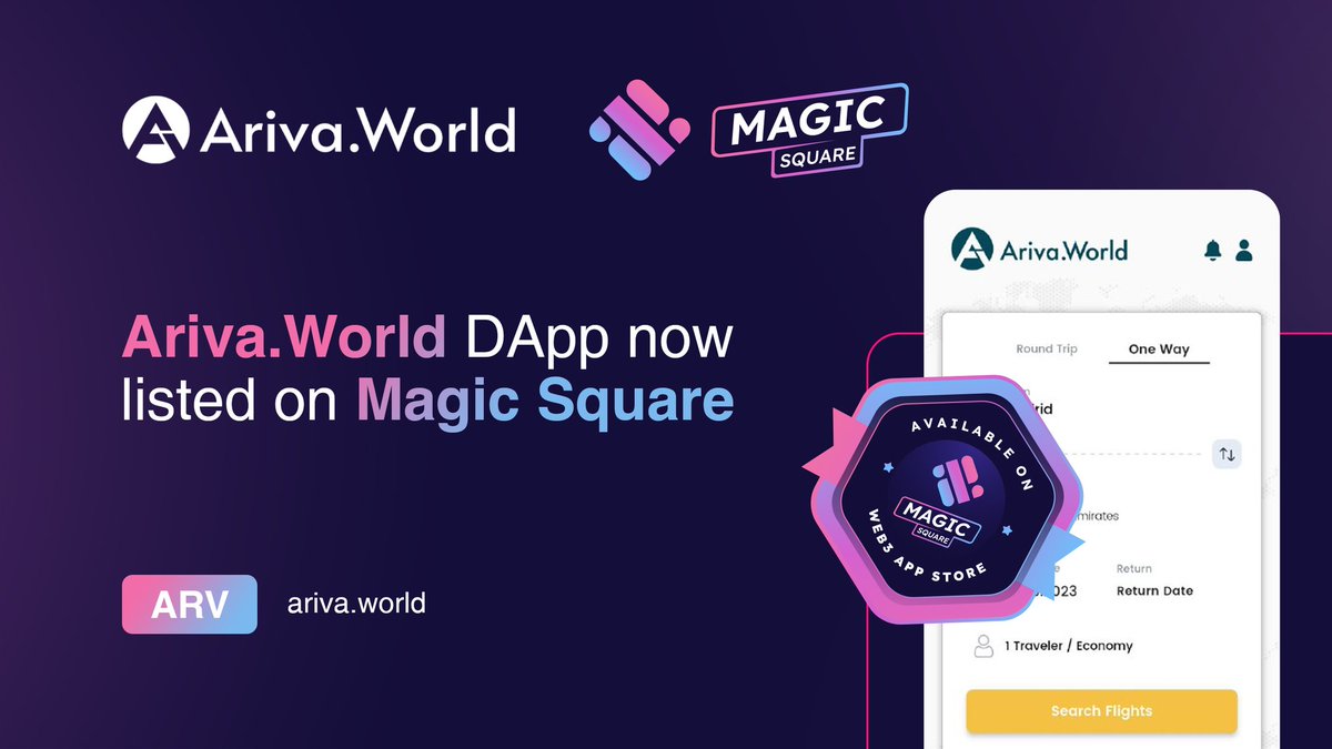 ArivaCoin's tweet photo. https://t.co/WXqZW1aFmN #DApp has been listed on @MagicSquareio

https://t.co/PrPtbCjceo
 
Download the #ArivaWorld Mobile App for one-touch access to your next #travel adventure.

#Ariva offers hassle-free #Holiday with the power of #Crypto.

$ARV #ArivaWorld #tourism #Web3 https://t.co/P6HSVON4Az